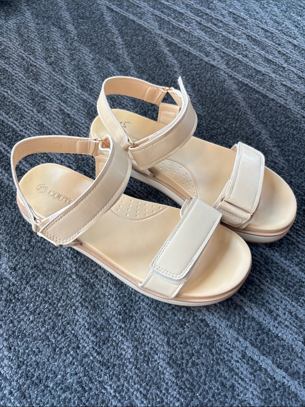 Women's Neutral Beige Strap Sandals with Cushioned Footbed